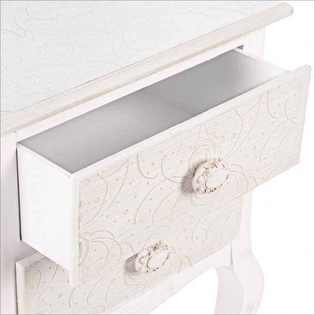 Cassettiera legno bianco 2 cassetti Clorine cm 41 x 33,5 x 68