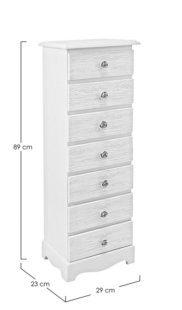 Cassettiera legno bianco 7 cassetti Blanc cm 29 x 23 x89