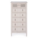 Cassettiera stretta da camera in legno sei cassetti Bianca EUNICE 56x36x h119 cm