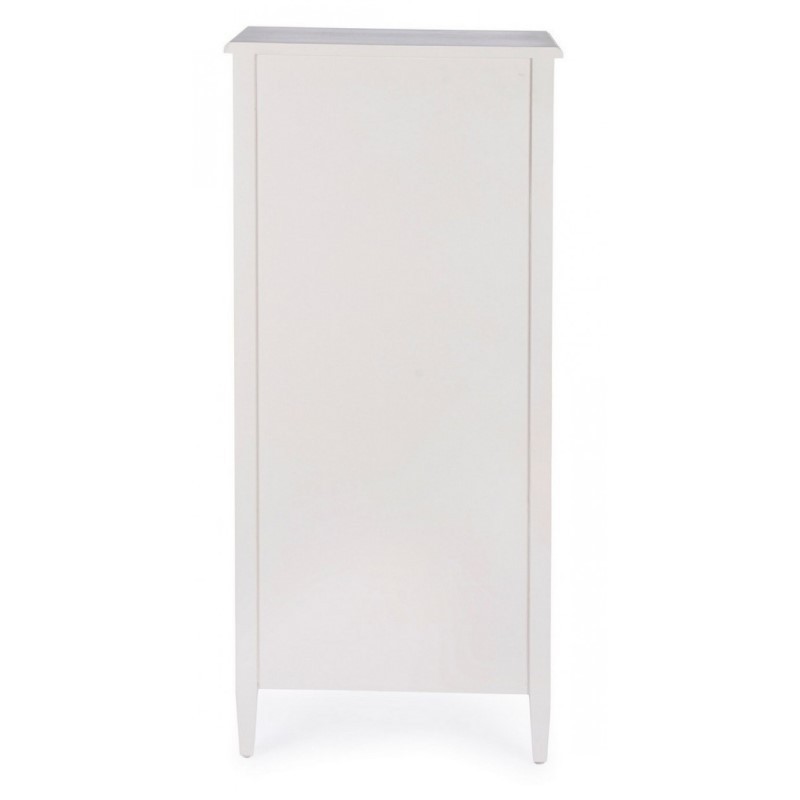 Cassettiera stretta da camera in legno sei cassetti Bianca EUNICE 56x36x h119 cm