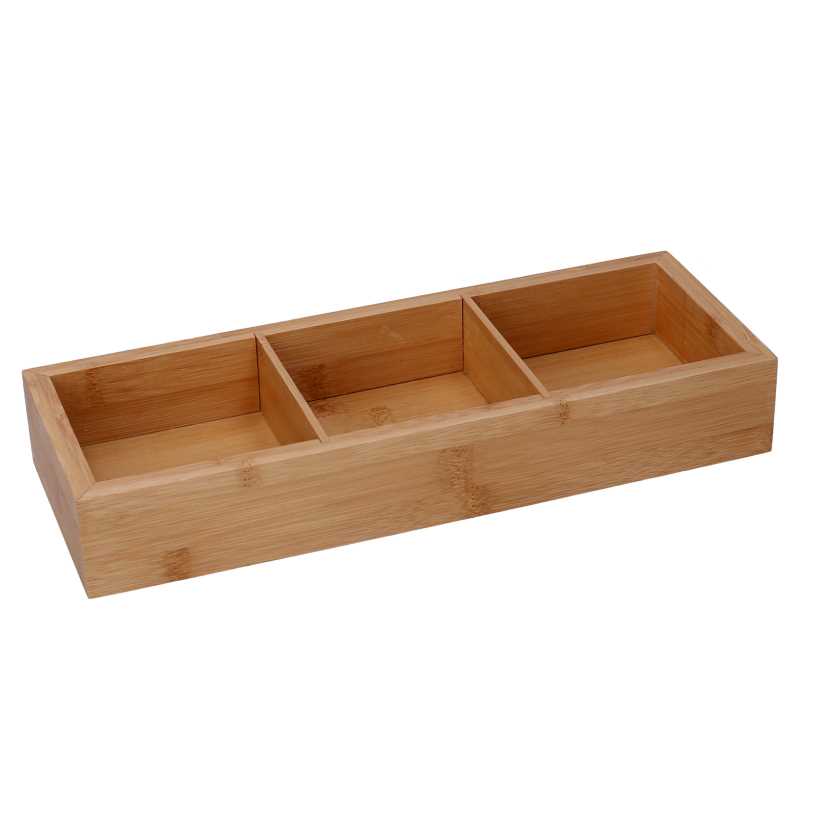 Cassetto bambù 3 scomparti naturale rettangolare cm 30,5x11h4,8