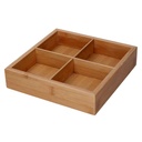 Cassetto bambù 4 scomparti naturale quadro cm 21x21h4,8