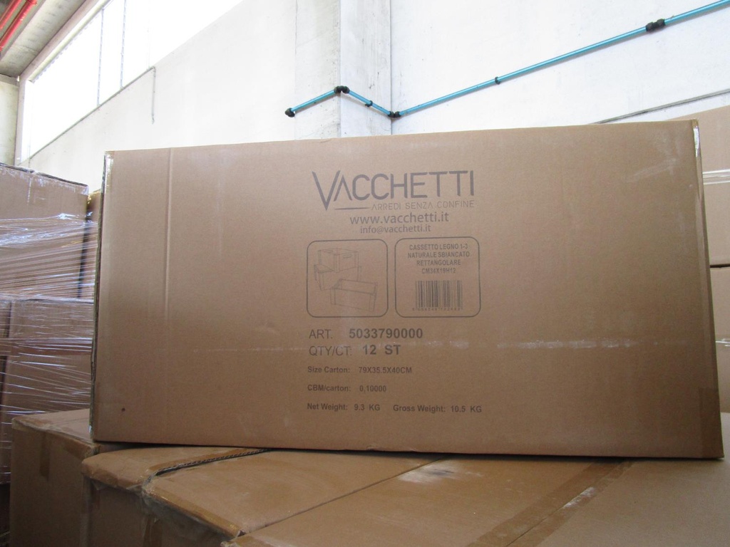 Cassetto legno 1-3 bianco rettangolare cm34x19h12