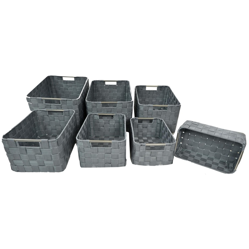 Gray polyester drawer 1-7 w-metal handles cm38x28h21