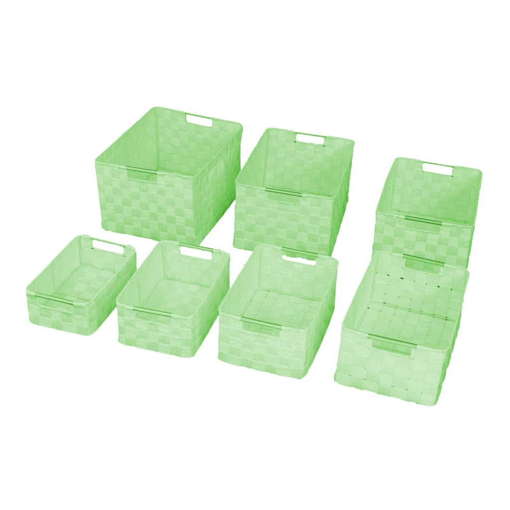 Rectangular light green polyester drawer 1-7 cm38x28h21