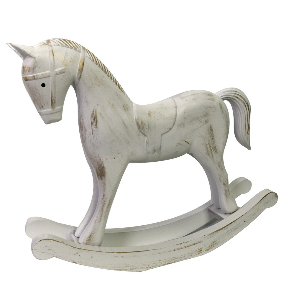 White wooden rocking horse cm26,5x6,5h23