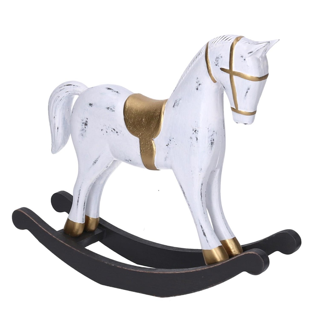 Cavallo a dondolo legno bianco cm42x8h31