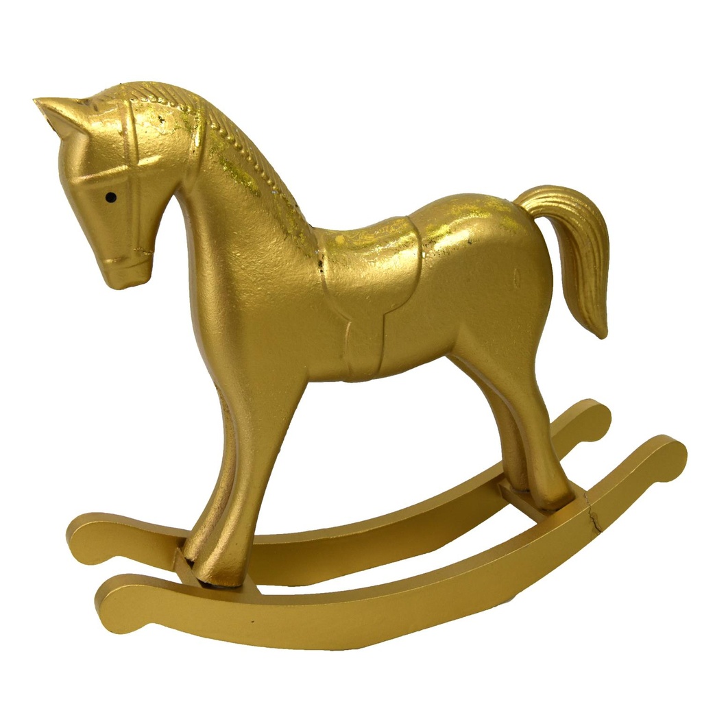 Gold wood rocking horse cm37x8h32