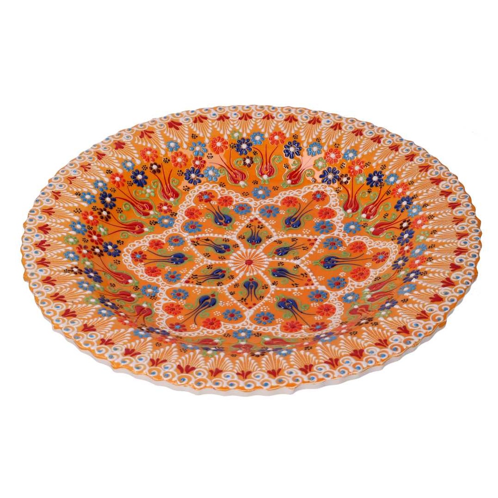 Centrotavola ceramica arancione tondo cmø40h8