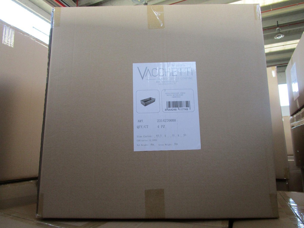 Straight rectangular wicker display basket cm60x30h15