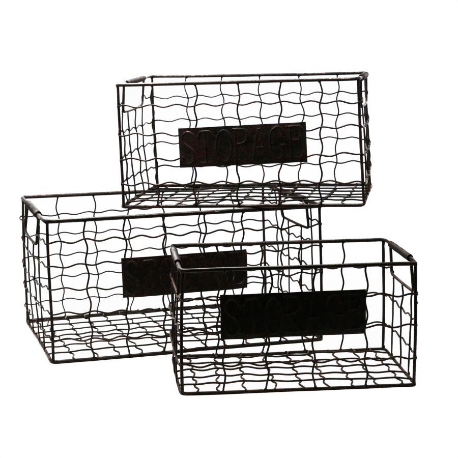 Rectangular brown metal basket 1-3 cm40x28h20