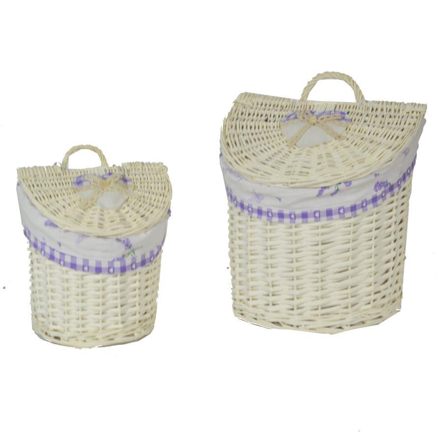 Wicker hanging basket 1-2 crescent lavender cm28x21h22-29