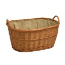 European wicker firewood basket 1st size with oval jute lining cm65x45h29-36