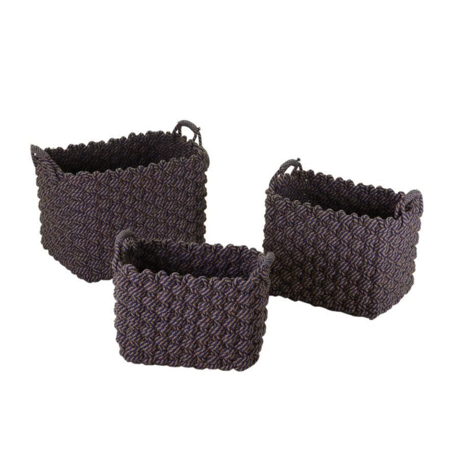 Cesta in tessuto 1-3 crema e blu