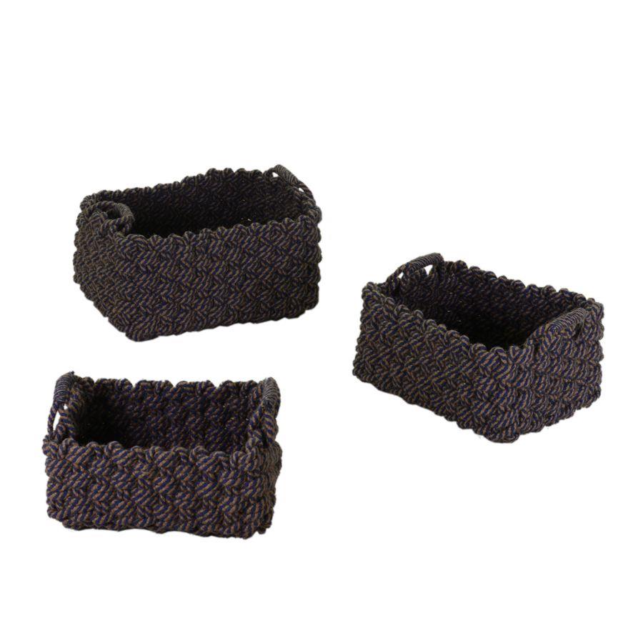 Fabric basket 1-3 blue cream rectangular cm40x30h23