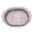 Cesta vimini intreccio azzurro bianco ovale cm67/75x42h12