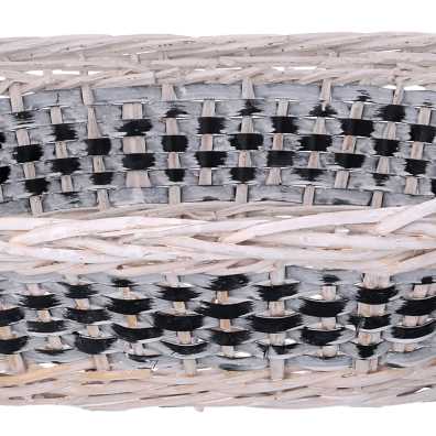 Cesta vimini intreccio azzurro bianco ovale cm67/75x42h12