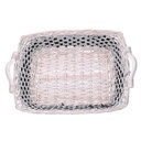 Cesta vimini intreccio azzurro bianco rettangolare cm46/54x36h13