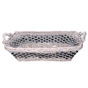 Cesta vimini intreccio azzurro bianco rettangolare cm46/54x36h13