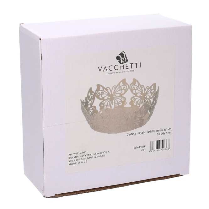 Cestina metallo farfalla crema tondo cmø20h7