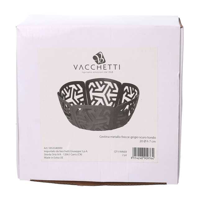 Cestina metallo frecce grigio tondo cm ø20h7