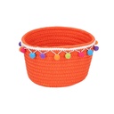 Cestina tessuto 1-3 arancione con pompon tondo cmø19h15