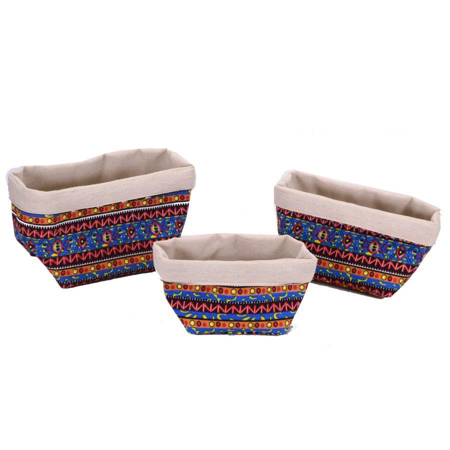 Fabric basket 1-3 square decorations 16x16h14 cm