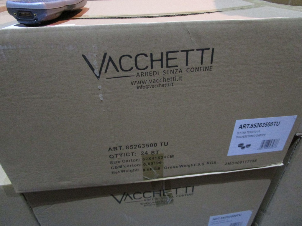 Round turquoise fabric basket 1-3 cmø20h9