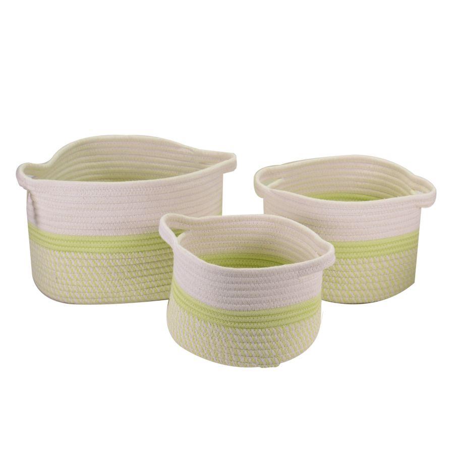 Round light green fabric basket 1-3 cmø32h20