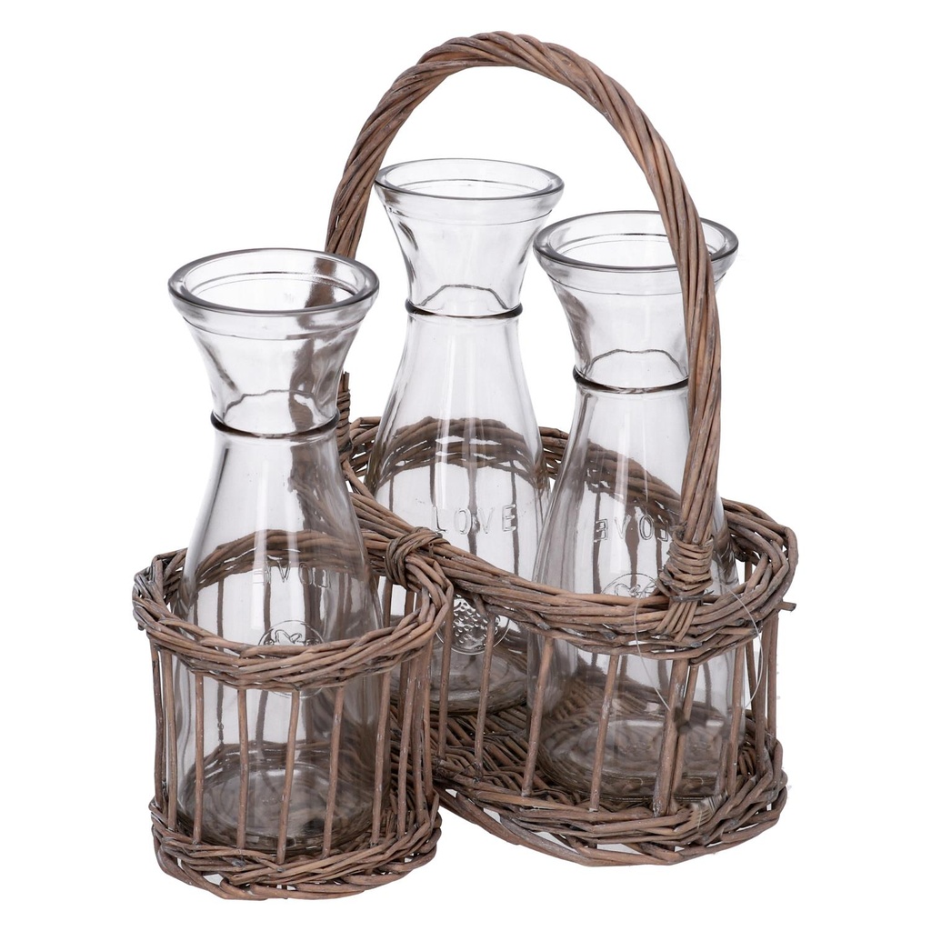 Cesto con tre bottiglie ev-1014 cm. 23 x 12 h 10 - 28