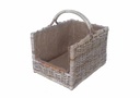 Cloe straight straight wood basket with jute lining cm50x38h33-47