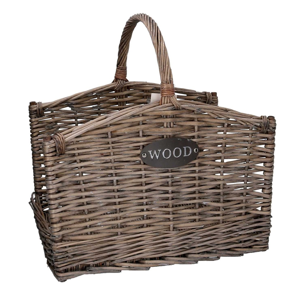 Log basket wood 1-2 bleached cm50x39h31-36-53