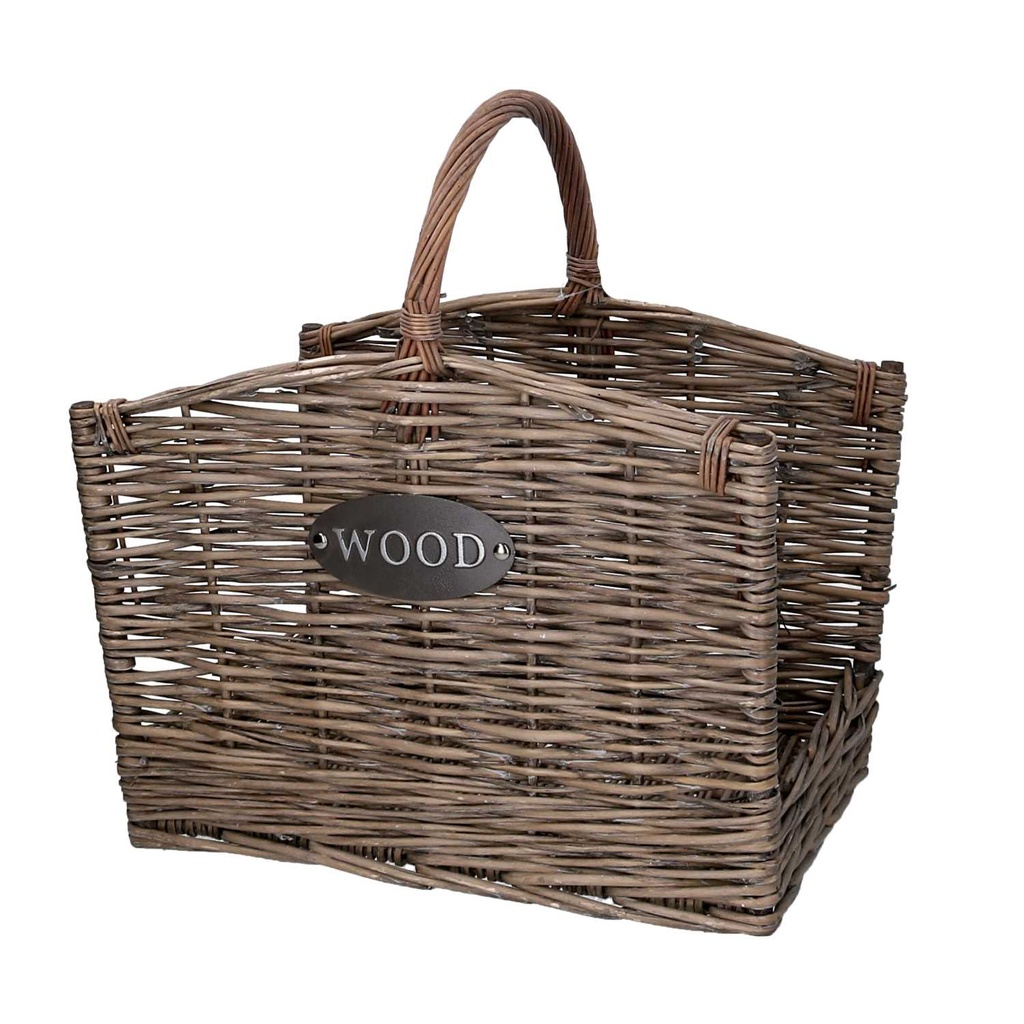 Log basket wood 1-2 bleached cm50x39h31-36-53