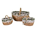 Wicker basket 1-2 with 2 small ones and oval natural lining cm45x34h32