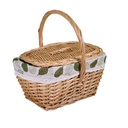 Wicker basket with lining and natural oval lid cm30x21h16-30