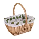 Wicker basket with lining and natural oval lid cm30x21h16-30