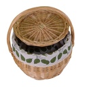 Wicker basket with lining and round natural lid cmø32h38