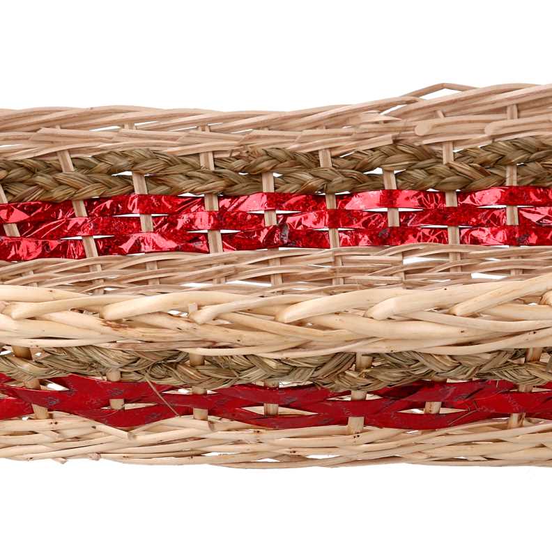 Cesto vimini intreccio rosso naturale rettangolare cm53x38h13