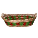 Cesto vimini intreccio verde rosso naturale ovale cm50x38h13