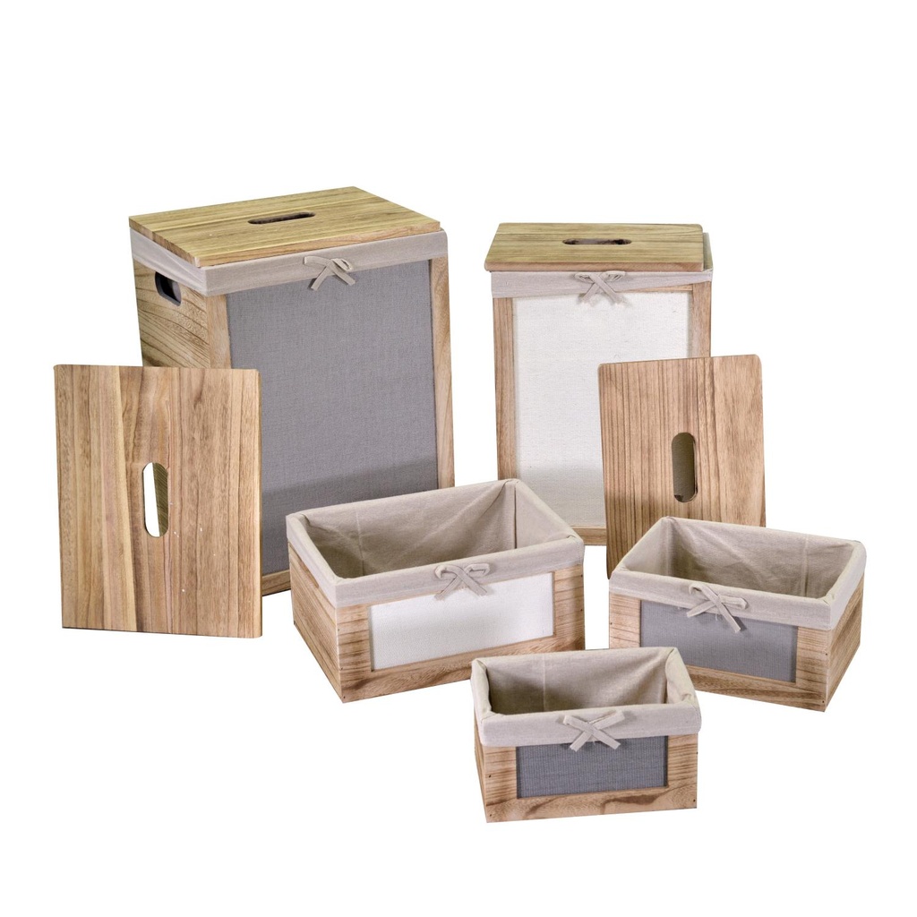 Brenda wooden basket 1-2 w-drawers 1-3 rectangular button cm40x31h55