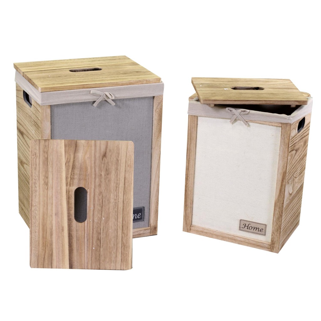 Brenda wooden basket 1-2 w-drawers 1-3 rectangular button cm40x31h55