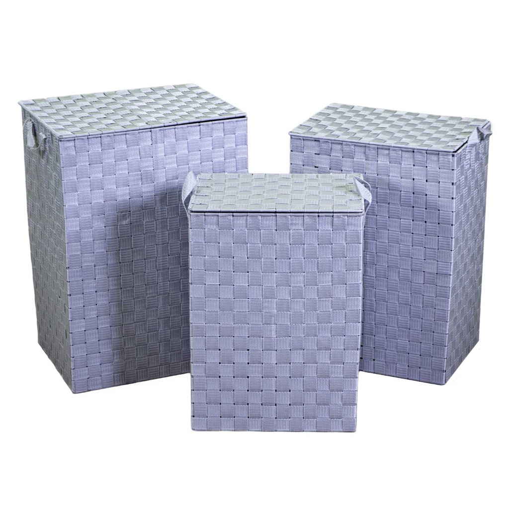 Rectangular gray lined polyester basket 1-3 cm40x30h55