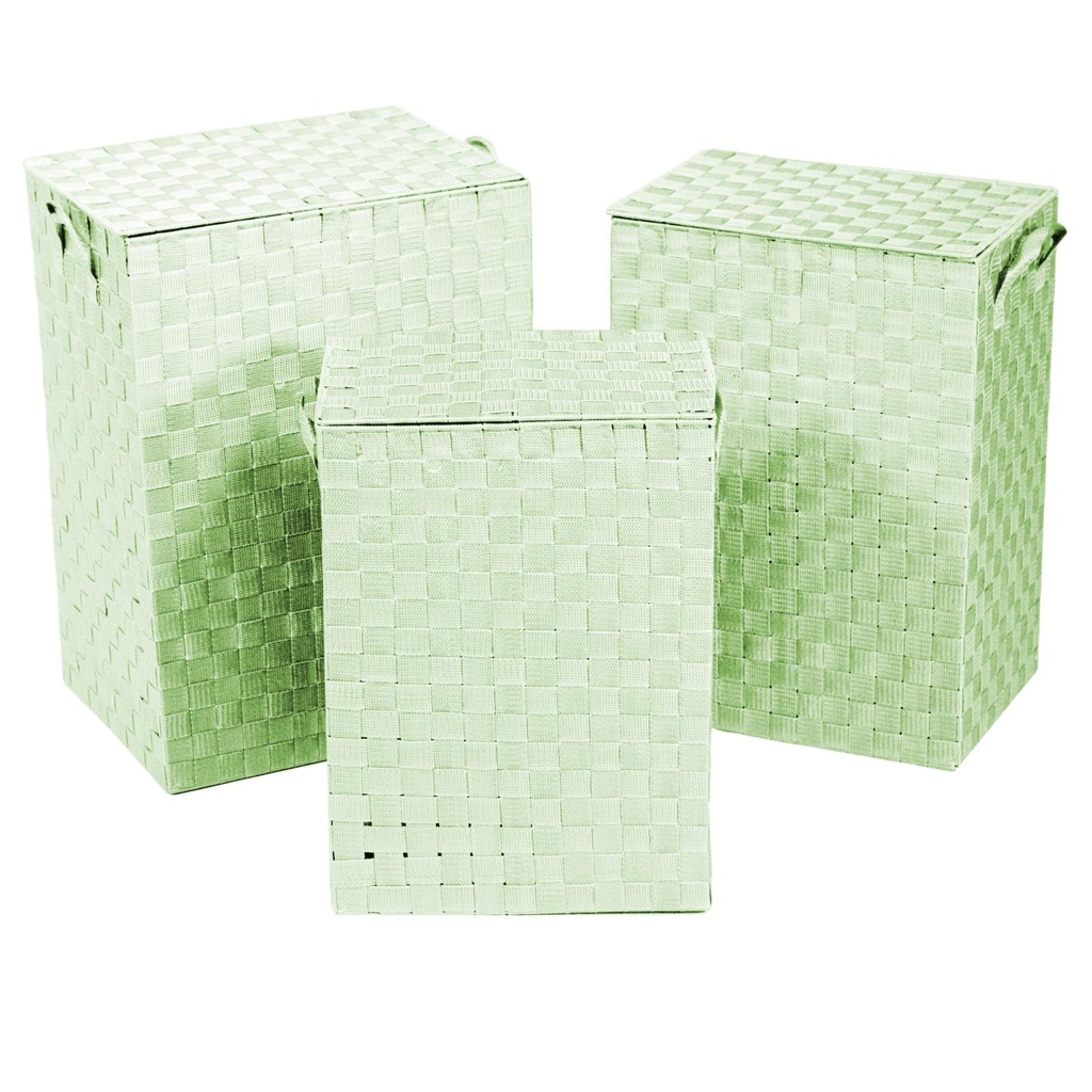 Light green lined rectangular polyester 1-3 basket cm40x30h55