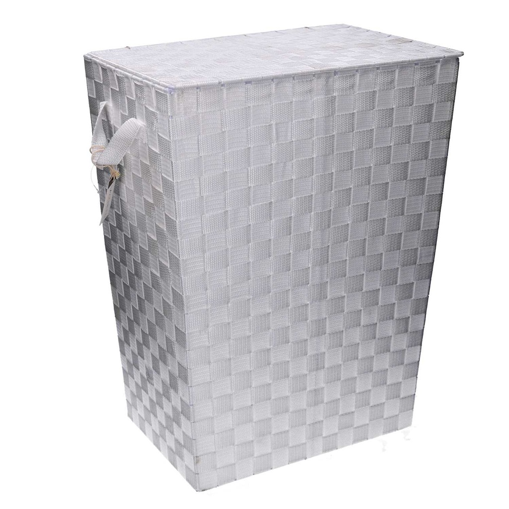 Rectangular lined white polyester basket cm40x30h53