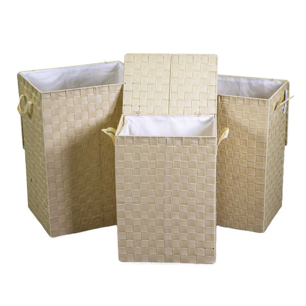 Cestone poliestere crema foderato 1-3 rettangolare cm 40x30x55