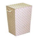 Rectangular lined cream polyester basket cm40x30h53