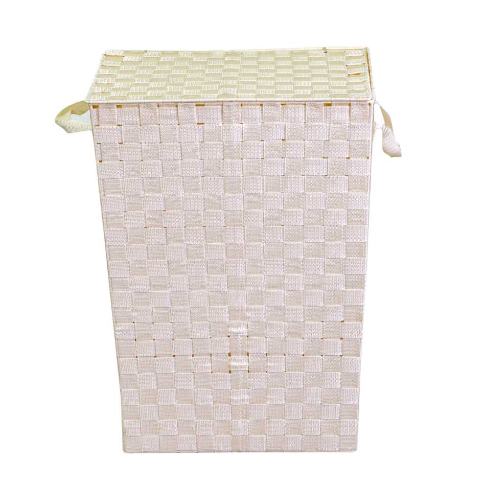 Rectangular lined cream polyester basket cm40x30h53