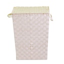 Rectangular lined cream polyester basket cm40x30h53
