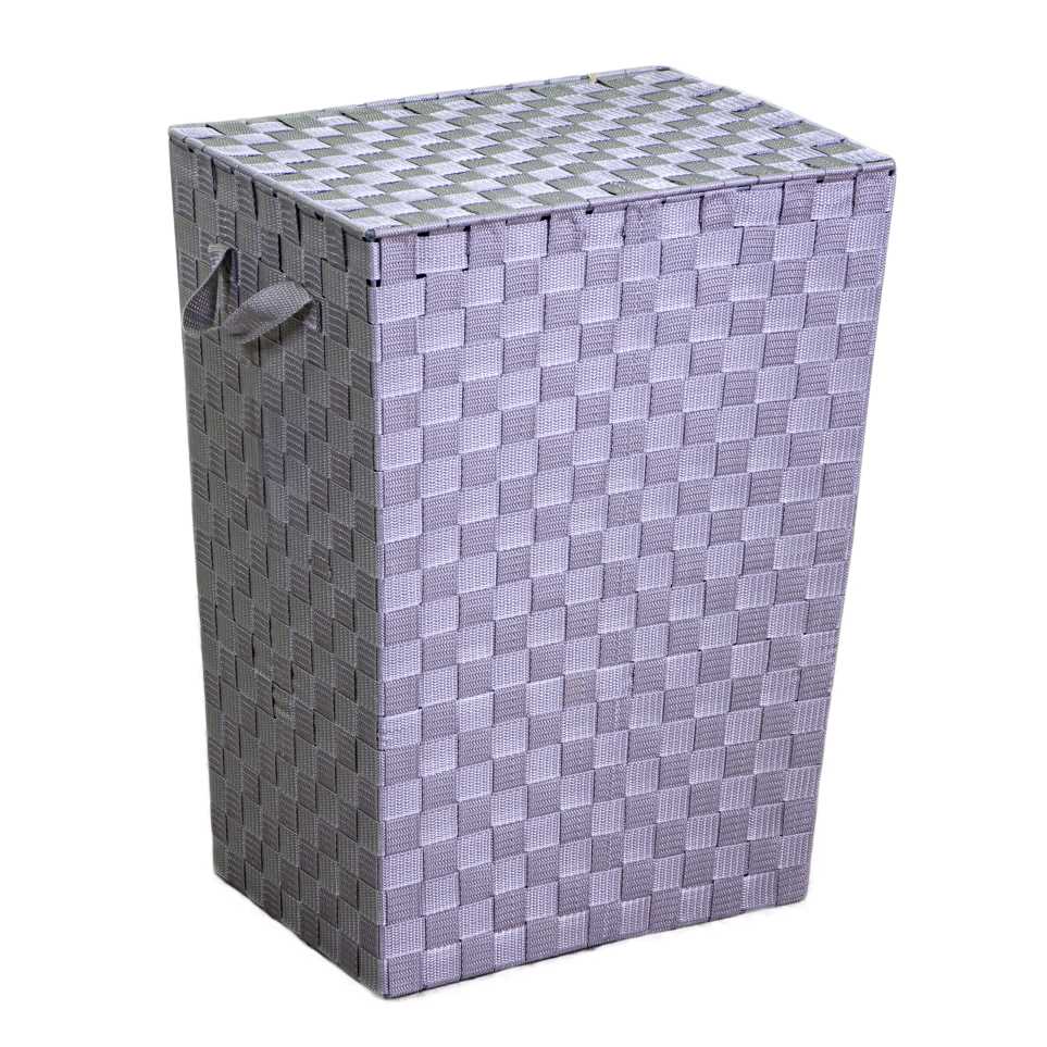 Rectangular gray lined polyester basket cm40x30h53