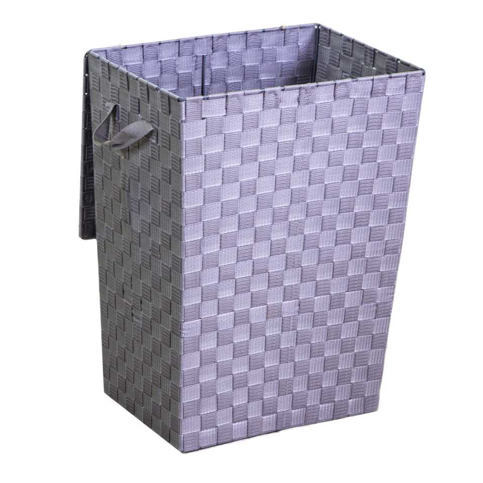 Rectangular gray lined polyester basket cm40x30h53